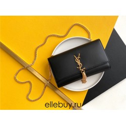 Yves Saint Laurent YSL Kate Smooth Leather Medium 24 Black Gold Hardware Model: 326078 Size: 24x14.5x5.5cm