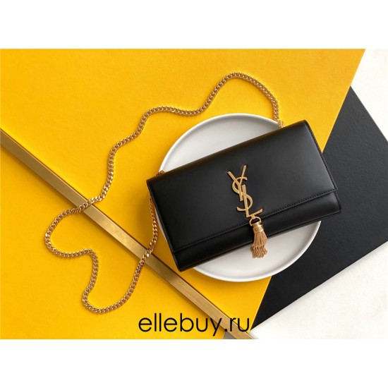 Yves Saint Laurent YSL Kate Smooth Leather Medium 24 Black Gold Hardware Model: 326078 Size: 24x14.5x5.5cm