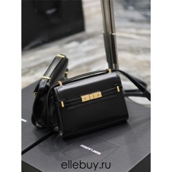 Yves Saint Laurent YSL Manhattan Mini 19 Black Gold Hardware Smooth Leather Model: 727766 Size: 19×14×4cm