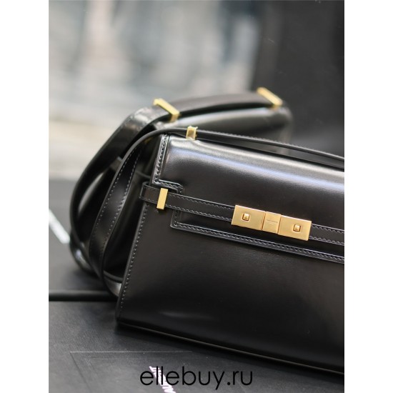 Yves Saint Laurent YSL Manhattan Mini 19 Black Gold Hardware Smooth Leather Model: 727766 Size: 19×14×4cm