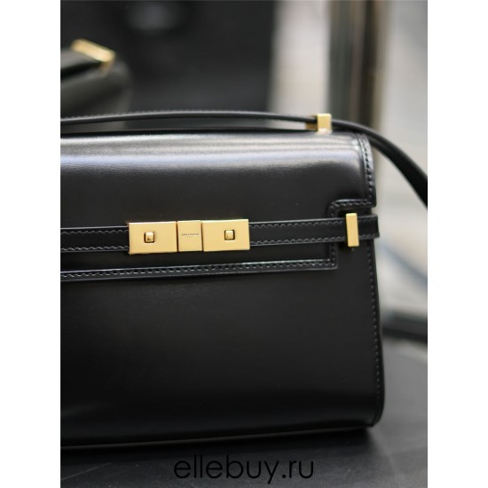 Yves Saint Laurent YSL Manhattan Mini 19 Black Gold Hardware Smooth Leather Model: 727766 Size: 19×14×4cm