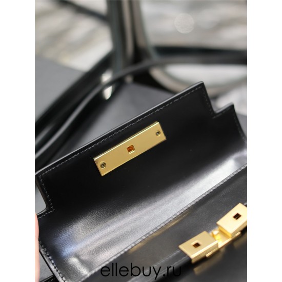 Yves Saint Laurent YSL Manhattan Mini 19 Black Gold Hardware Smooth Leather Model: 727766 Size: 19×14×4cm