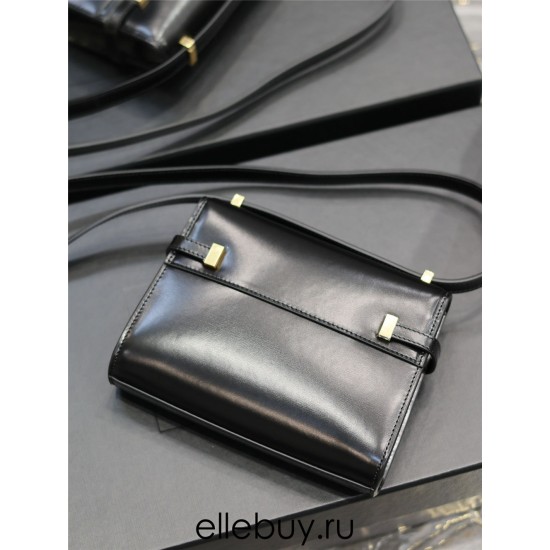 Yves Saint Laurent YSL Manhattan Mini 19 Black Gold Hardware Smooth Leather Model: 727766 Size: 19×14×4cm