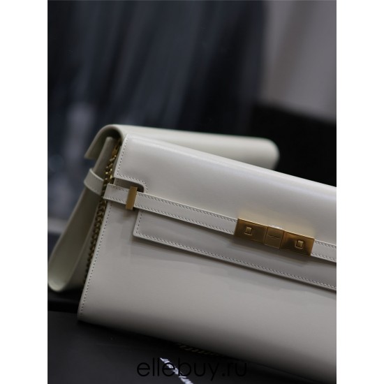 Yves Saint Laurent YSL Manhattan Chain Bag 30 White Gold Hardware Model: 695946 Size: 30×17×2.5cm