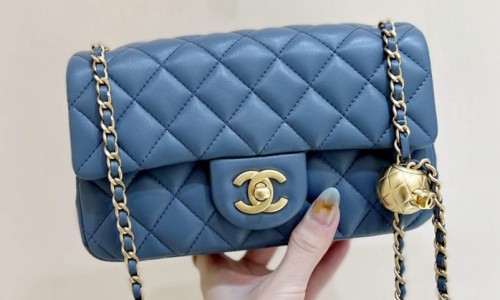 Ellebag super fake Chanel Mini Flap Bag with CC Gold Ball on Chain: A Sky-Blue Elegance(2024 Dec Updated)