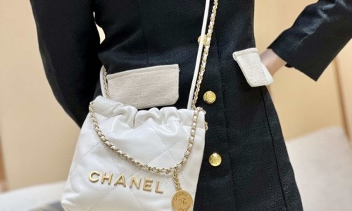 Ellebag's Masterful Recreation of the Chanel 22 Mini Bag in White Lambskin with Gold Hardware(2024 Dec Updated)