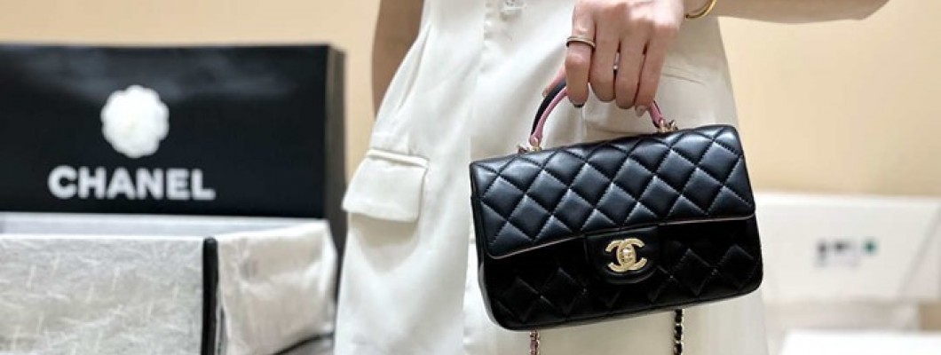 Ellebag's Masterful Recreation of the Chanel AS2431 Black Lambskin Mini Flap Bag with Top Handle and Pink Lining(2025 Jan Updated)