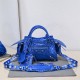 Balenciaga Cagole XS Small 26 Blue Motorcycle Lambskin Silver Hardware 26x11x8cm