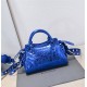 Balenciaga Cagole XS Small 26 Blue Motorcycle Lambskin Silver Hardware 26x11x8cm