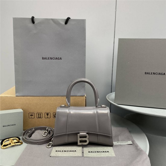 Balenciaga Hourglass XS Small 19 Smooth Calfskin Gray Silver Hardware 19x8x21cm