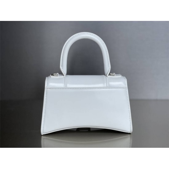 Balenciaga Hourglass XS Small 19 Smooth Calfskin White Silver Hardware 19x8x21cm