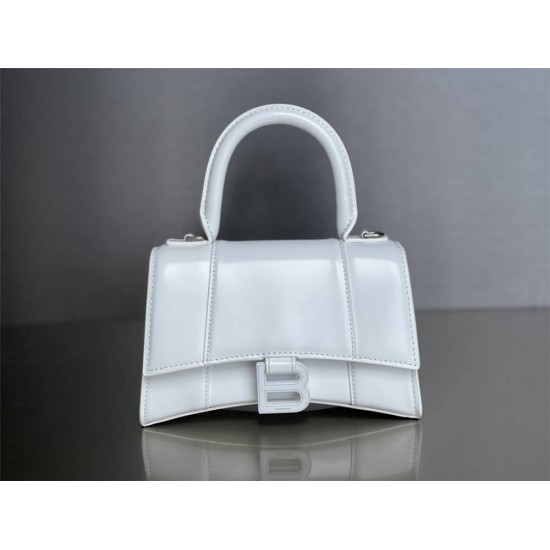 Balenciaga Hourglass XS Small 19 Smooth Calfskin White Silver Hardware 19x8x21cm