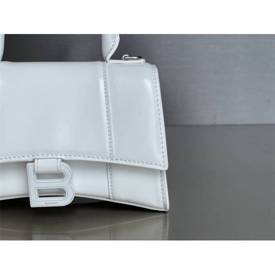 Balenciaga Hourglass XS Small 19 Smooth Calfskin White Silver Hardware 19x8x21cm