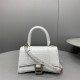 Balenciaga Hourglass XS Small 19 Croc-Embossed White Silver Hardware 19x8x21cm