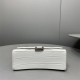 Balenciaga Hourglass XS Small 19 Croc-Embossed White Silver Hardware 19x8x21cm