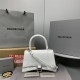 Balenciaga Hourglass Small 23 Croc-Embossed White Silver Hardware 23x19x24cm