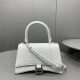 Balenciaga Hourglass Small 23 Croc-Embossed White Silver Hardware 23x19x24cm