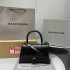 Balenciaga Hourglass Small 23 Croc-Embossed Black Black Hardware 23x19x24cm