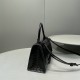 Balenciaga Hourglass Small 23 Croc-Embossed Black Black Hardware 23x19x24cm