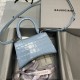 Balenciaga Hourglass XS Small 19 Croc-Embossed Light Blue Silver Hardware 19x8x21cm