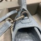 Balenciaga Hourglass XS Small 19 Croc-Embossed Light Blue Silver Hardware 19x8x21cm