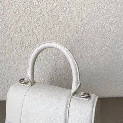 Balenciaga Hourglass XS Small 19 Grained Calfskin White Silver Hardware 19x8x21cm