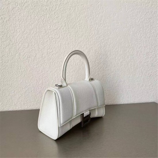 Balenciaga Hourglass XS Small 19 Grained Calfskin White Silver Hardware 19x8x21cm