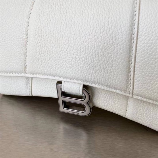 Balenciaga Hourglass XS Small 19 Grained Calfskin White Silver Hardware 19x8x21cm