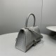 Balenciaga Hourglass Small 23 Croc-Embossed Gray Silver Hardware 23x19x24cm