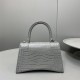 Balenciaga Hourglass Small 23 Croc-Embossed Gray Silver Hardware 23x19x24cm