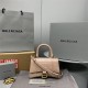 Balenciaga Hourglass XS Small 19 Croc-Embossed Brown Silver Hardware 19x8x21cm