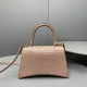 Balenciaga Hourglass Small 23 Croc-Embossed Brown Silver Hardware 23x19x24cm