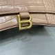 Balenciaga Hourglass Small 23 Croc-Embossed Brown Silver Hardware 23x19x24cm