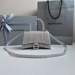 Balenciaga Hourglass XS Small 19 Diamond Silver Diamond Hardware 19x8x21cm