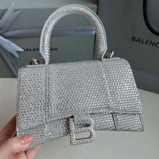 Balenciaga Hourglass XS Small 19 Diamond Silver Diamond Hardware 19x8x21cm