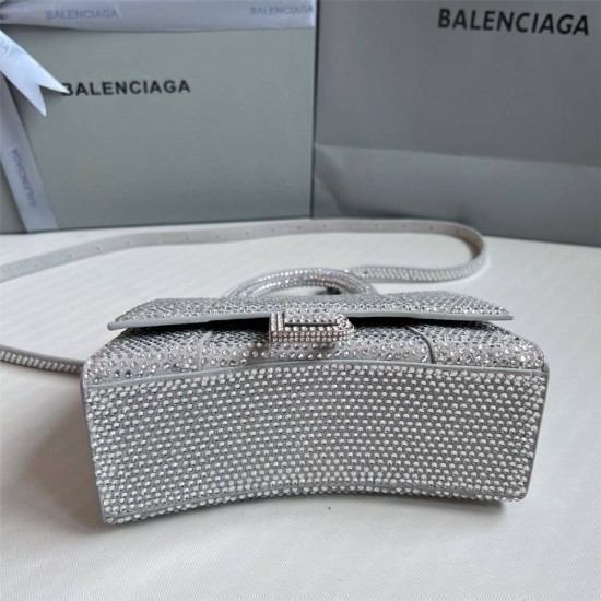 Balenciaga Hourglass XS Small 19 Diamond Silver Diamond Hardware 19x8x21cm