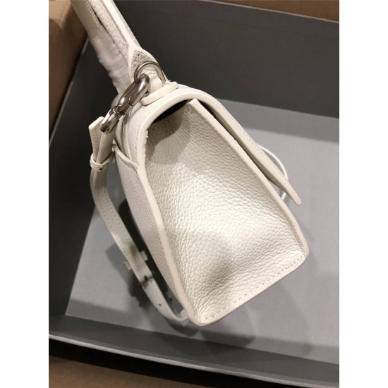 Balenciaga Hourglass XS Small 19 Grained Calfskin White Silver Hardware 19x8x21cm