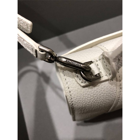 Balenciaga Hourglass XS Small 19 Grained Calfskin White Silver Hardware 19x8x21cm