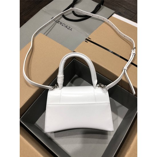 Balenciaga Hourglass Small 23 Grained Calfskin White Silver Hardware 23x19x24cm