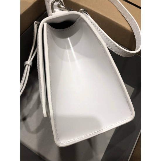 Balenciaga Hourglass Small 23 Grained Calfskin White Silver Hardware 23x19x24cm