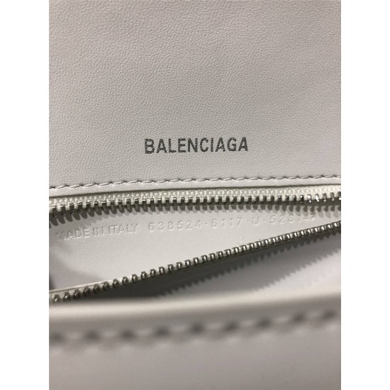 Balenciaga Hourglass Small 23 Grained Calfskin White Silver Hardware 23x19x24cm