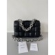 BOTTEGA VENETA Cassette Chain Padded Cassette Black Silver Buckle Medium 26 Size: 26x18x6cm Full Leather