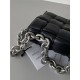 BOTTEGA VENETA Cassette Chain Padded Cassette Black Silver Buckle Medium 26 Size: 26x18x6cm Full Leather