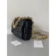 BOTTEGA VENETA Cassette Chain Padded Cassette Black Gold Buckle Medium 26 Size: 26x18x6cm Full Leather