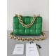 BOTTEGA VENETA Cassette Chain Padded Cassette Green Gold Buckle Medium 26 Size: 26x18x6cm Full Leather