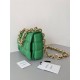 BOTTEGA VENETA Cassette Chain Padded Cassette Green Gold Buckle Medium 26 Size: 26x18x6cm Full Leather