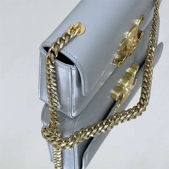 Celine Triomphe Blue Full Leather Chain Underarm Bag Gold Hardware Model: 197993 Size: 20.5x10.5x4cm