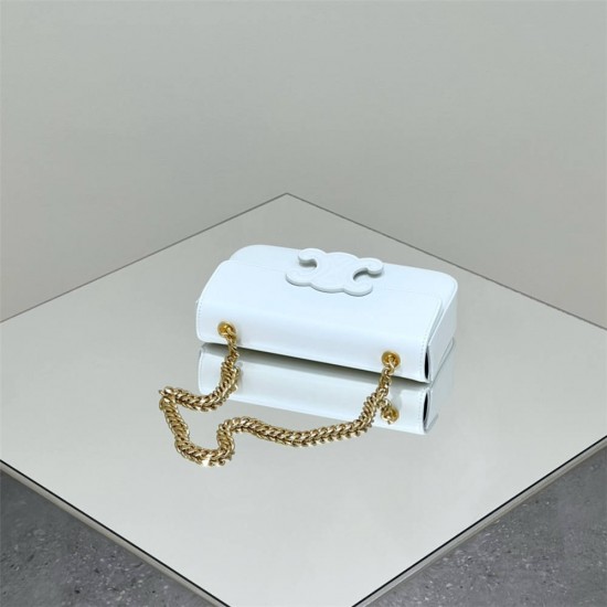 Celine Triomphe Canvas Chain Underarm Bag Embossed White Gold Hardware Model: 197943 Size: 20.5x10.5x4cm