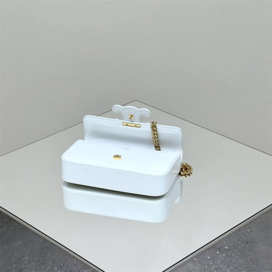 Celine Triomphe Canvas Chain Underarm Bag Embossed White Gold Hardware Model: 197943 Size: 20.5x10.5x4cm