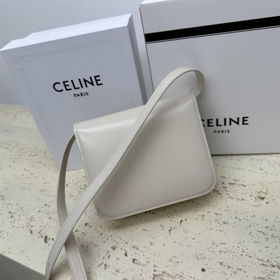 Celine Teen Box Polished Calfskin White Gold Hardware 18x15x6cm